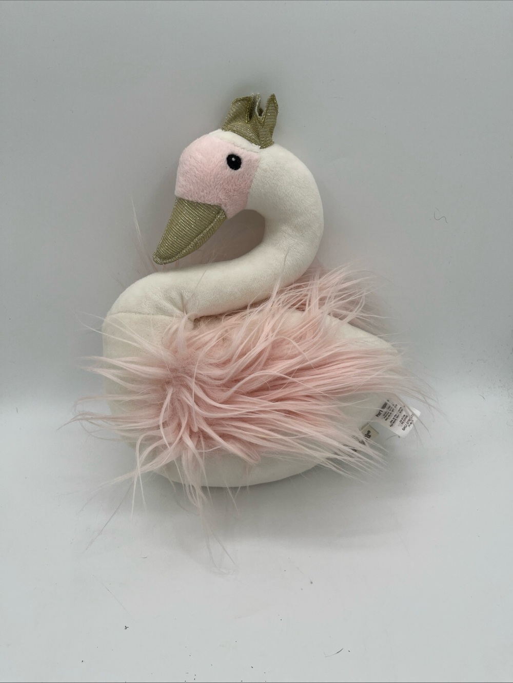 Pier 1 Plush Swan Toy in White, Pink and Gold